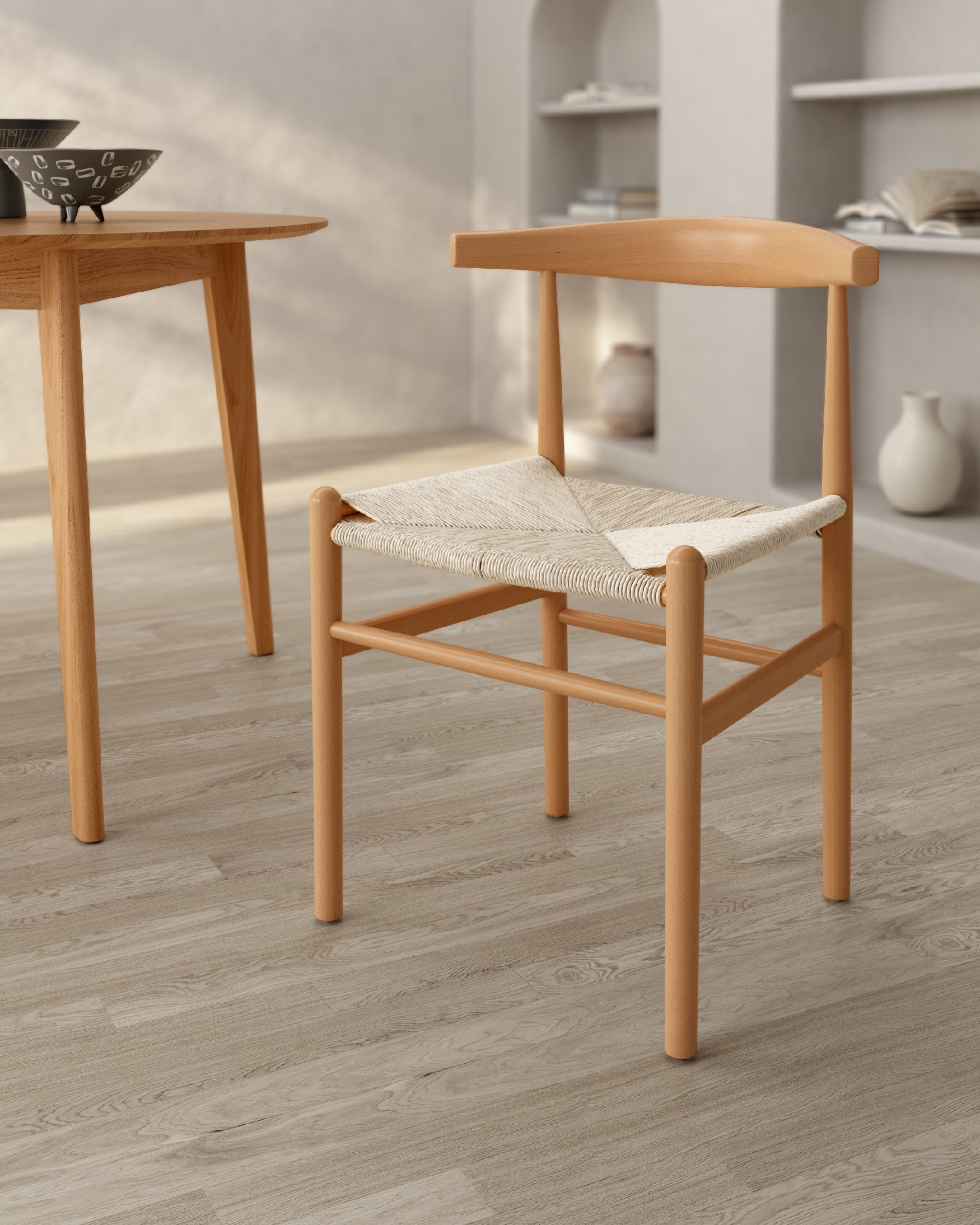 Fuji chair with natural rope and natural beech structure