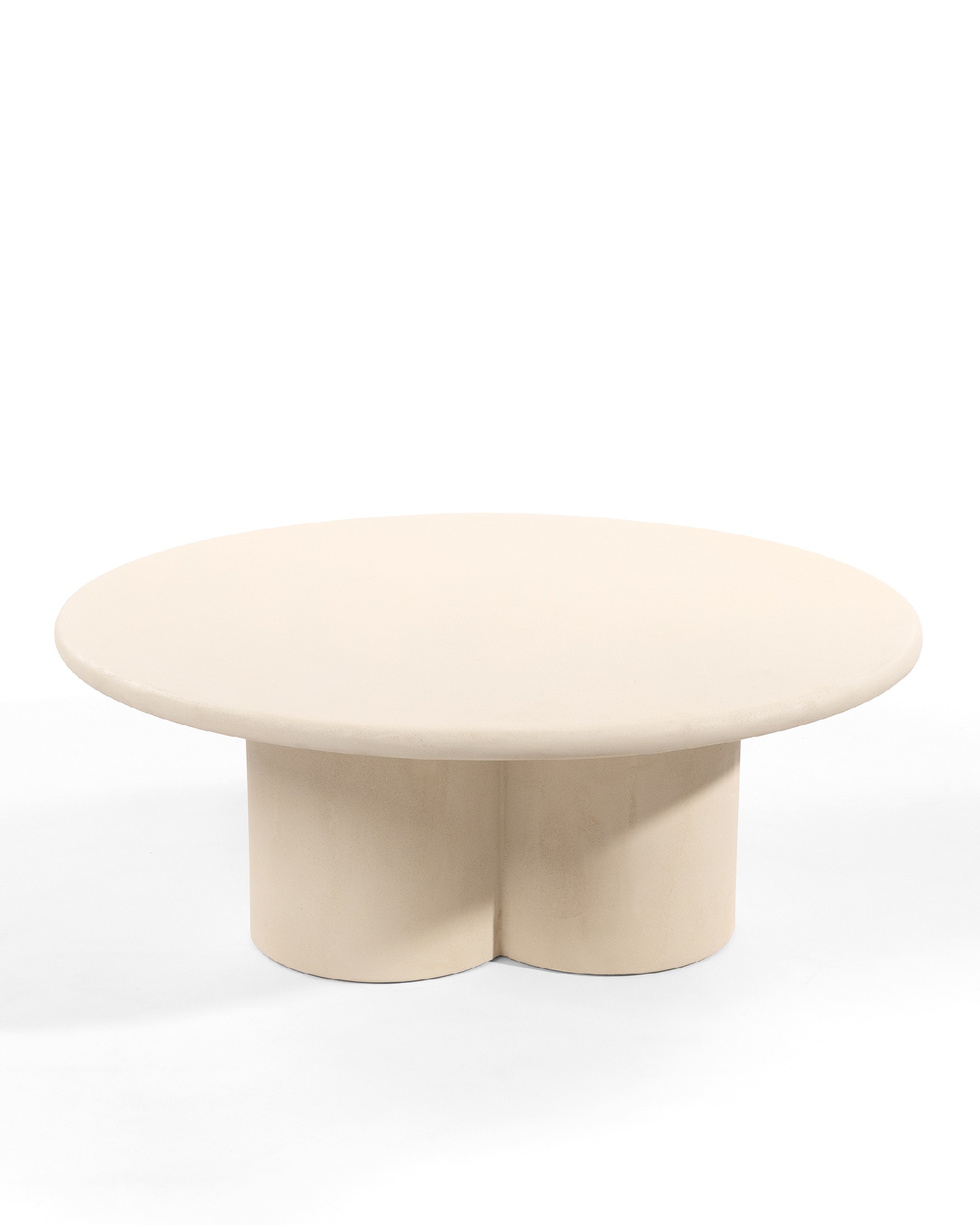 Gaia round side table made of MDF with a beige micro-cement finish Ø 80 cm