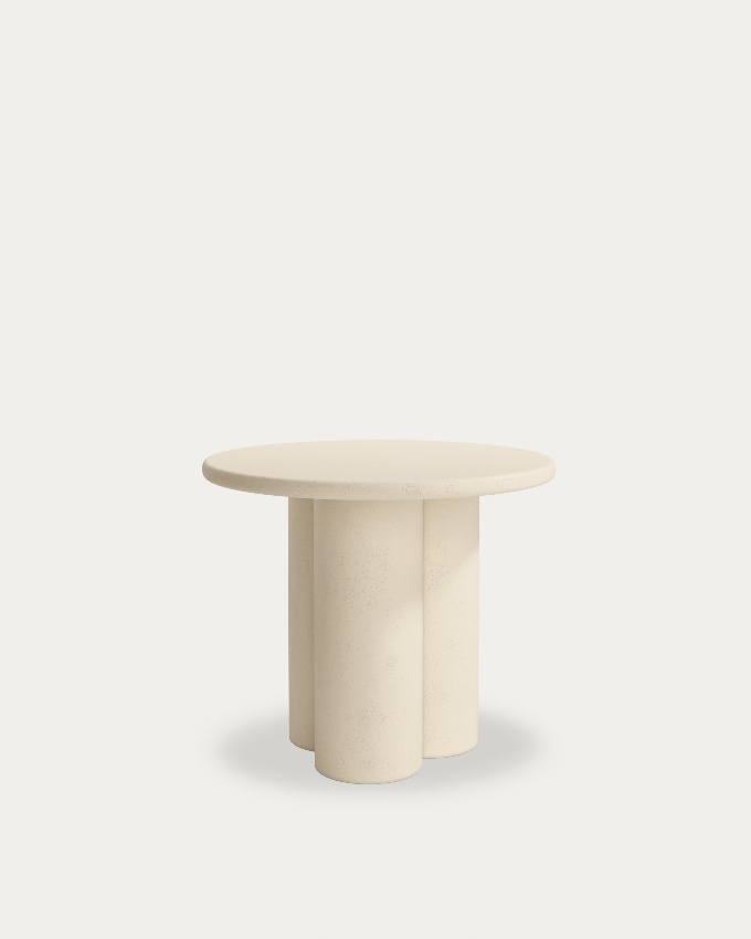 Gaia round side table made of MDF with beige microcement finish Ø 60 cm