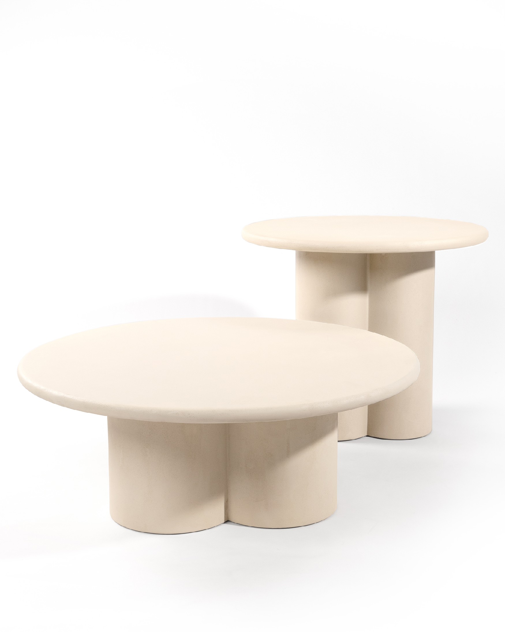 Gaia round side table made of MDF with beige microcement finish Ø 60 cm