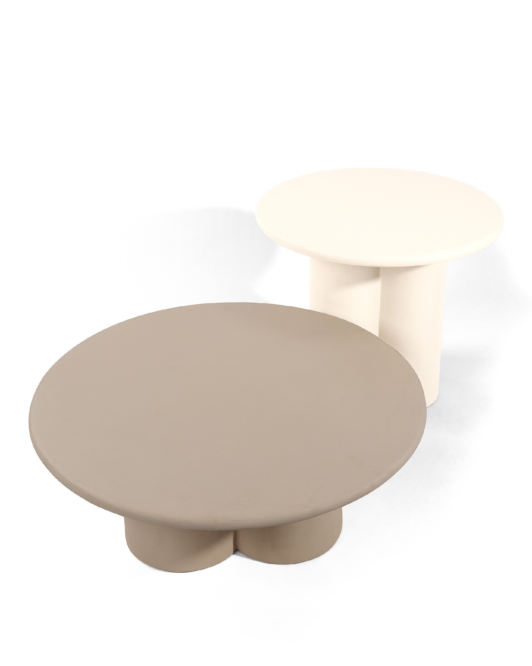 Gaia round side table made of MDF with beige microcement finish Ø 60 cm