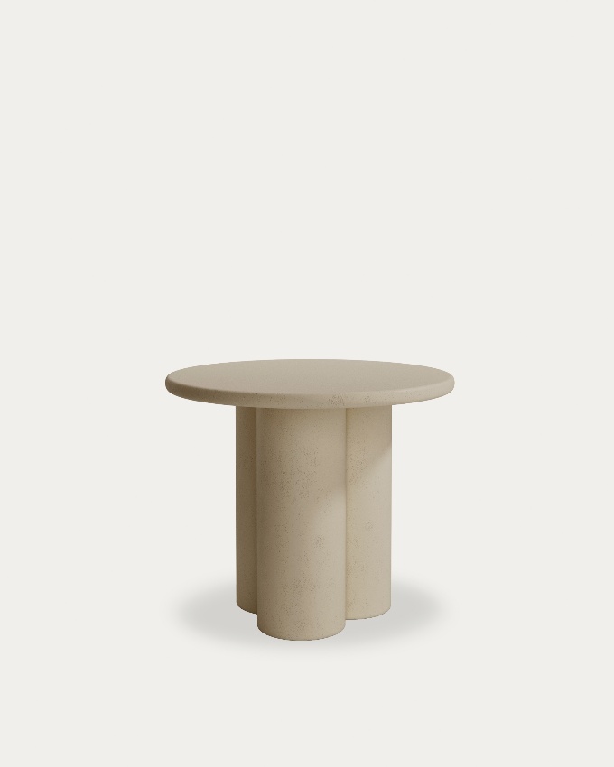 Gaia round side table made of MDF with moka microcement finish Ø 60 cm