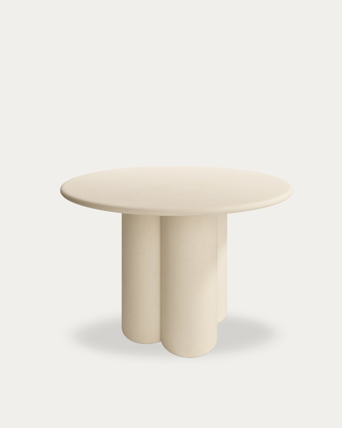 Gaia round MDF table with beige microcement finish Ø 120 cm