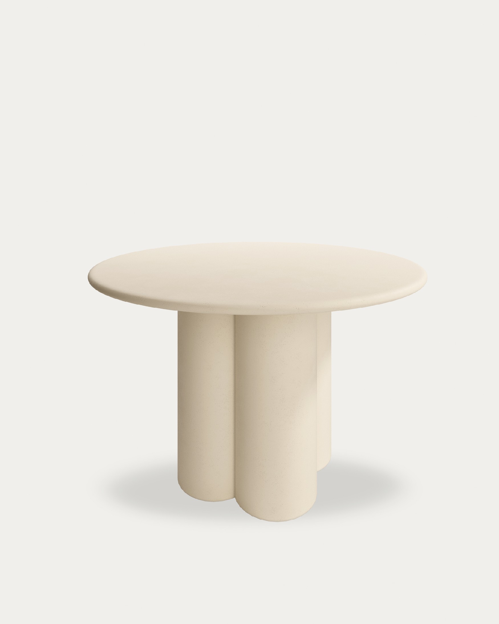 Table ronde Gaia en MDF avec finition en micro-ciment beige Ø 120 cm