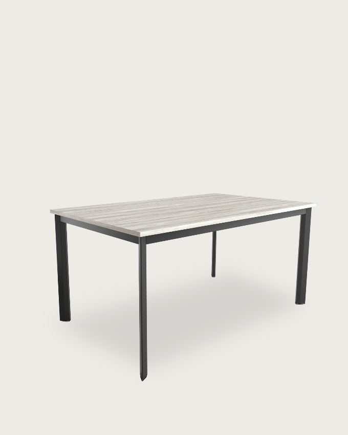 Mesa Garda con sobre de melamina artic y pata metálica negra 90 x 90 cm