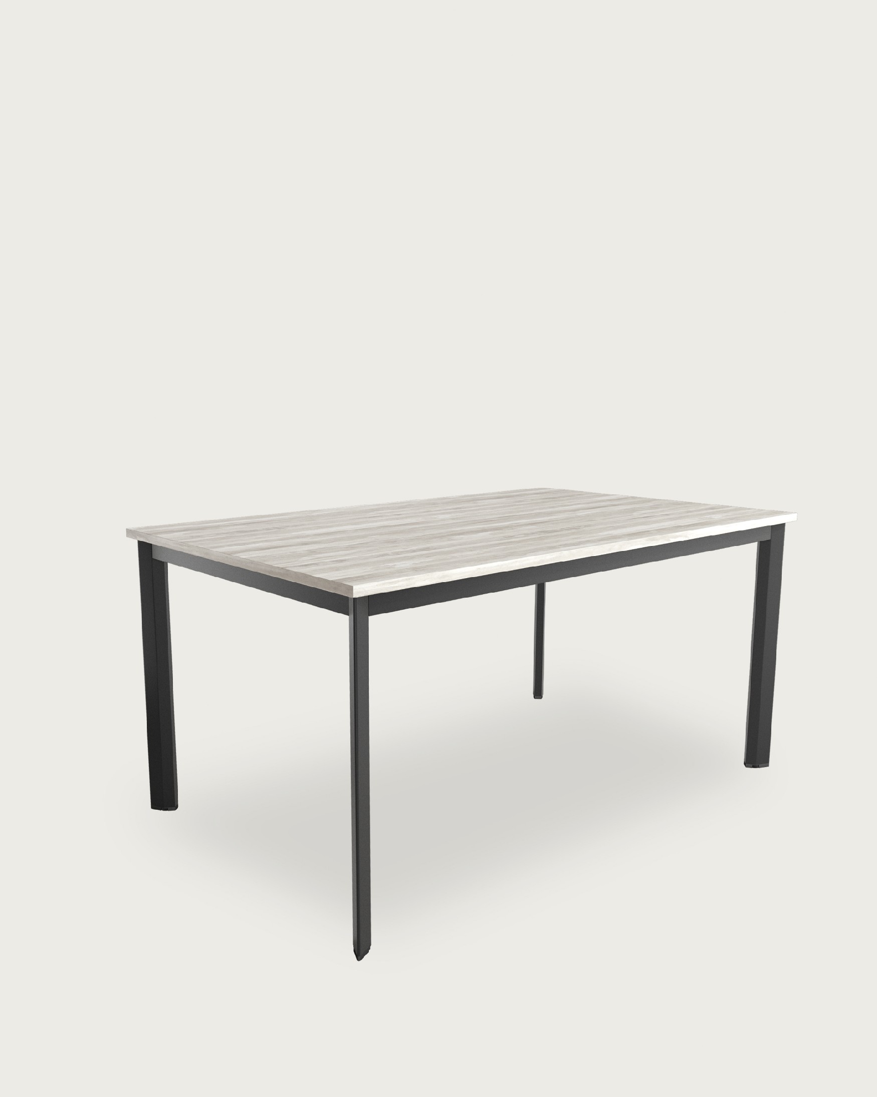 Table Garda avec plateau en mélamine artic et pied en métal noir 120 x 80 cm