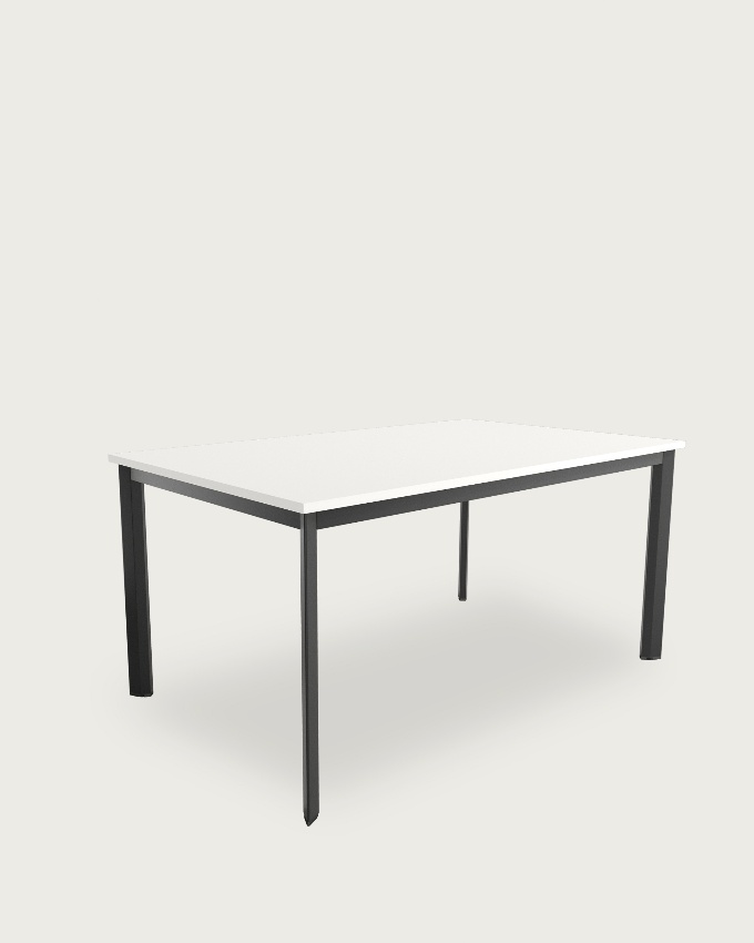 Mesa Garda con sobre de melamina blanco extra y pata metálica negra 90 x 90 cm