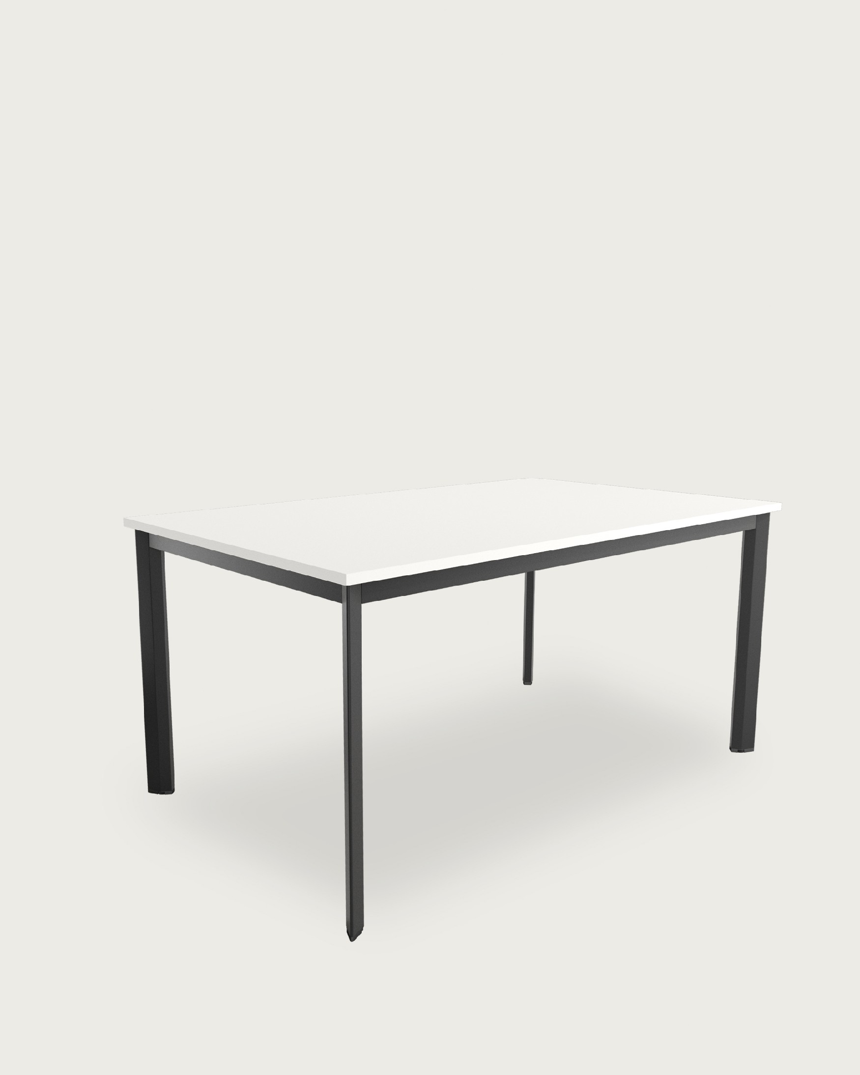 Mesa Garda con sobre de melamina blanco extra y pata metálica negra 180 x 90 cm