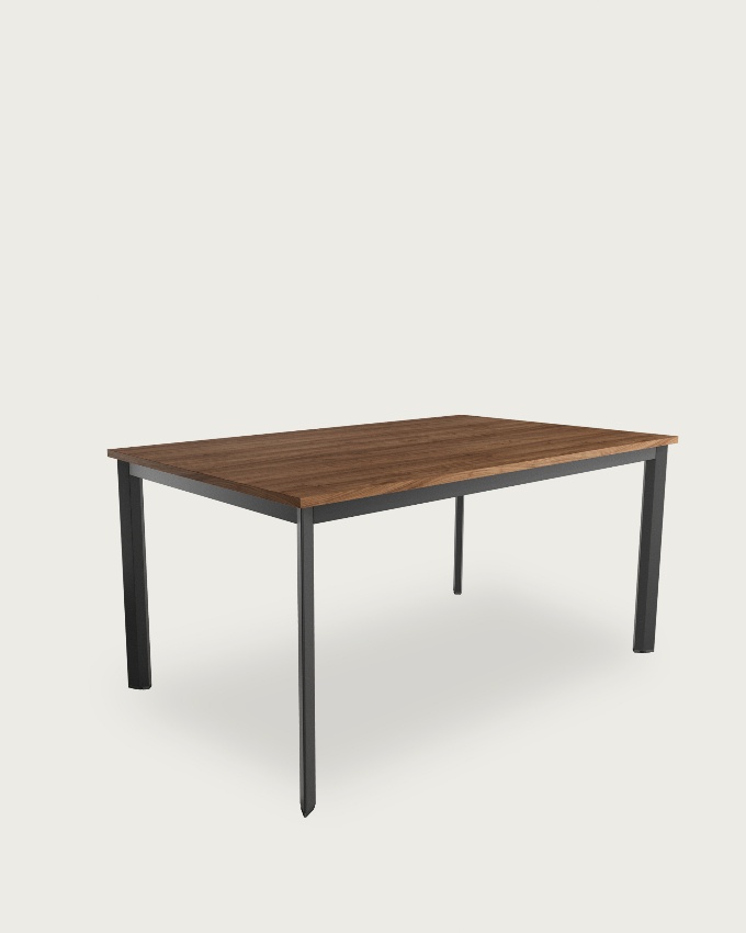 Mesa Garda con sobre de melamina java y pata metálica negra 90 x 90 cm