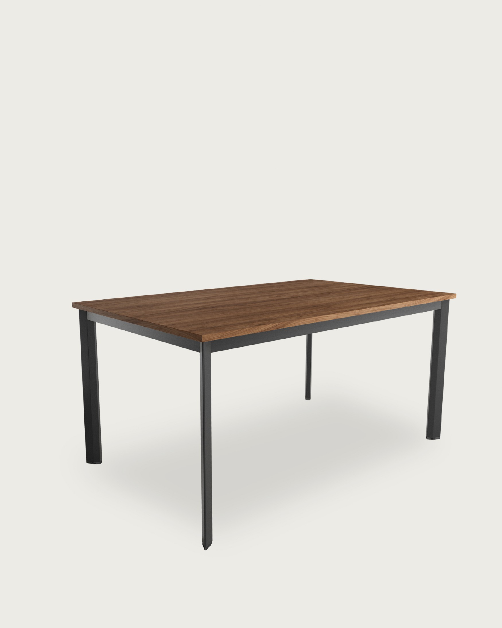 Garda table with java melamine top and black metal leg 120 x 80 cm