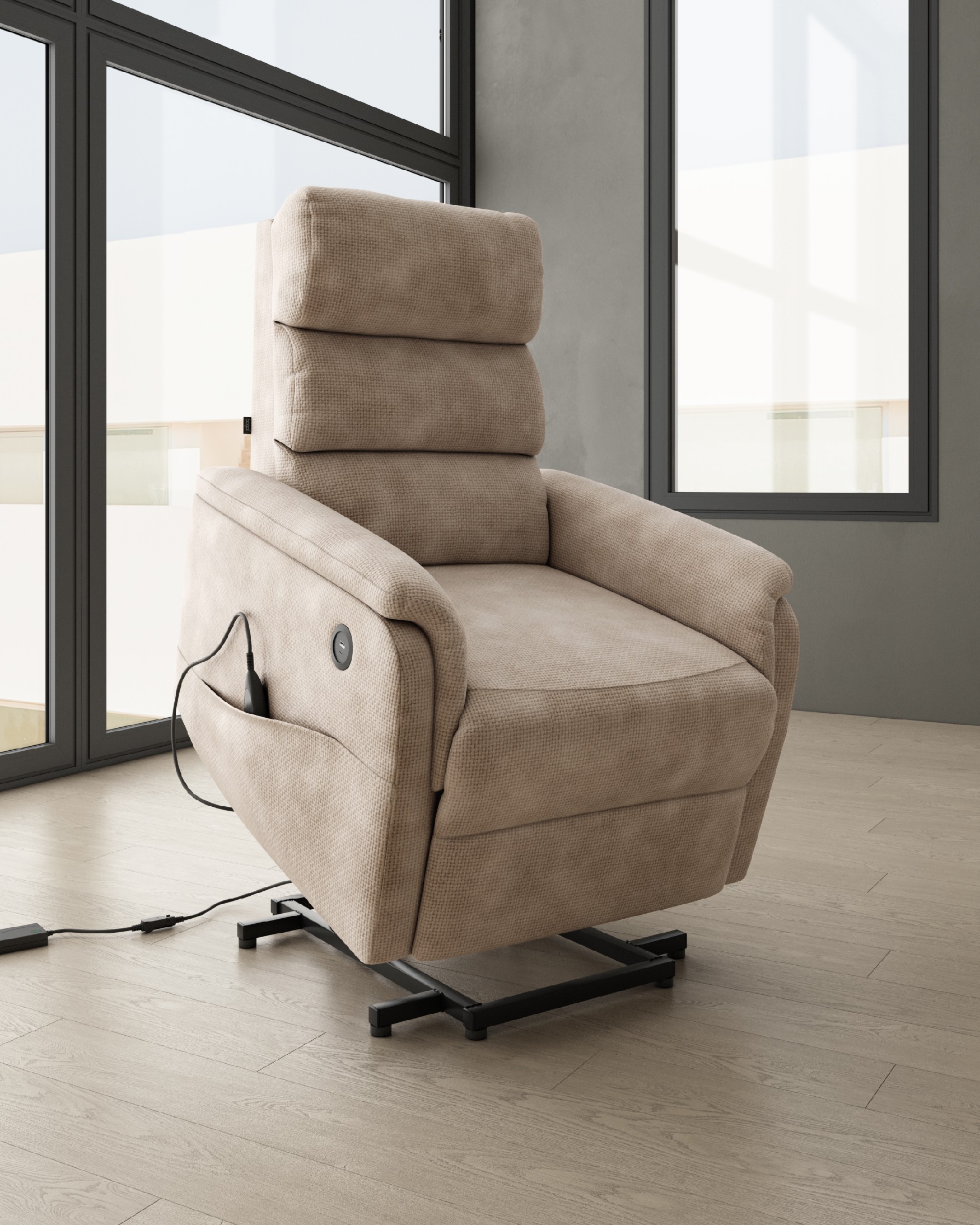 Fauteuil relax électrique Gina avec power lift et revêtement beige