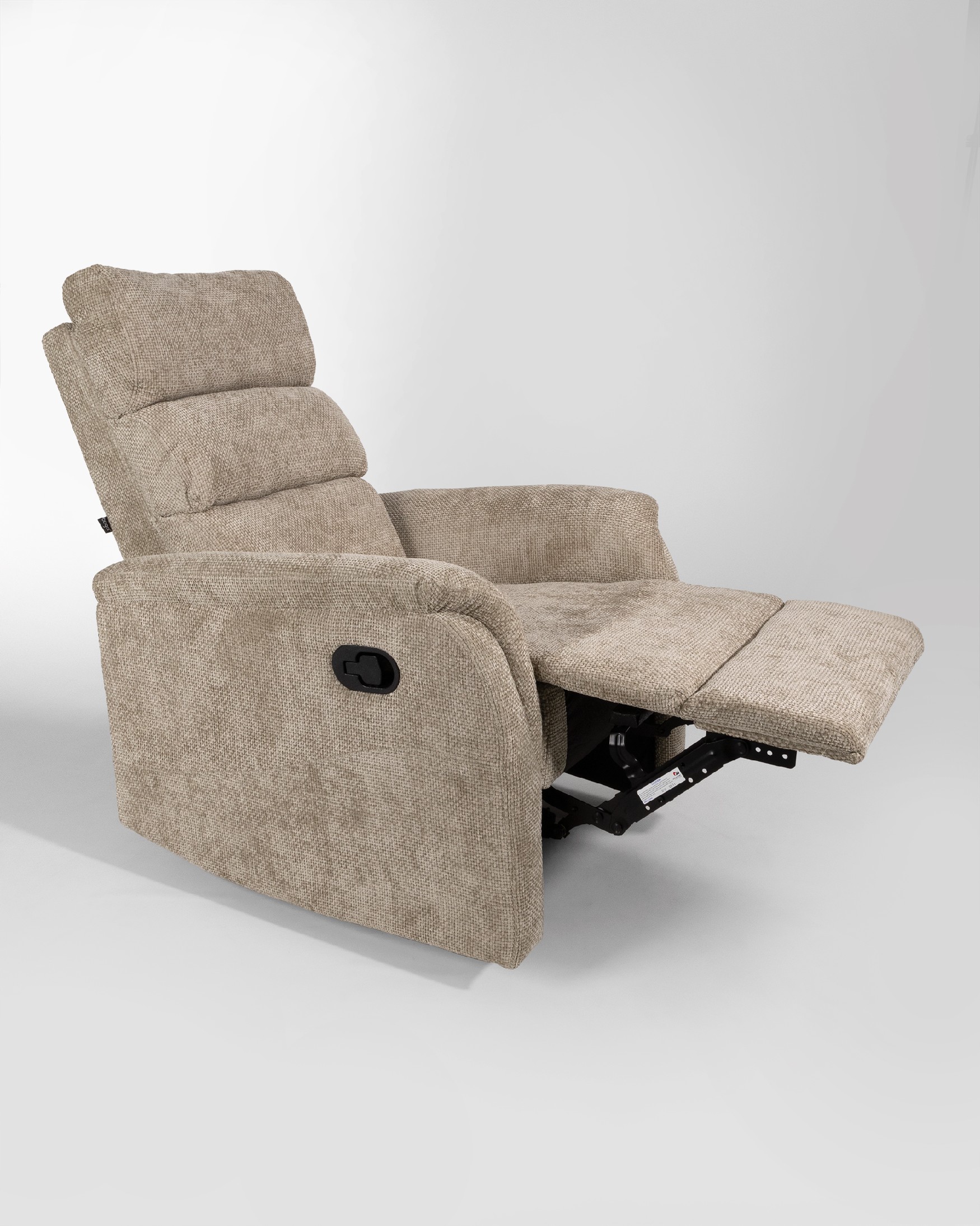 Gina manual recliner with beige upholstery