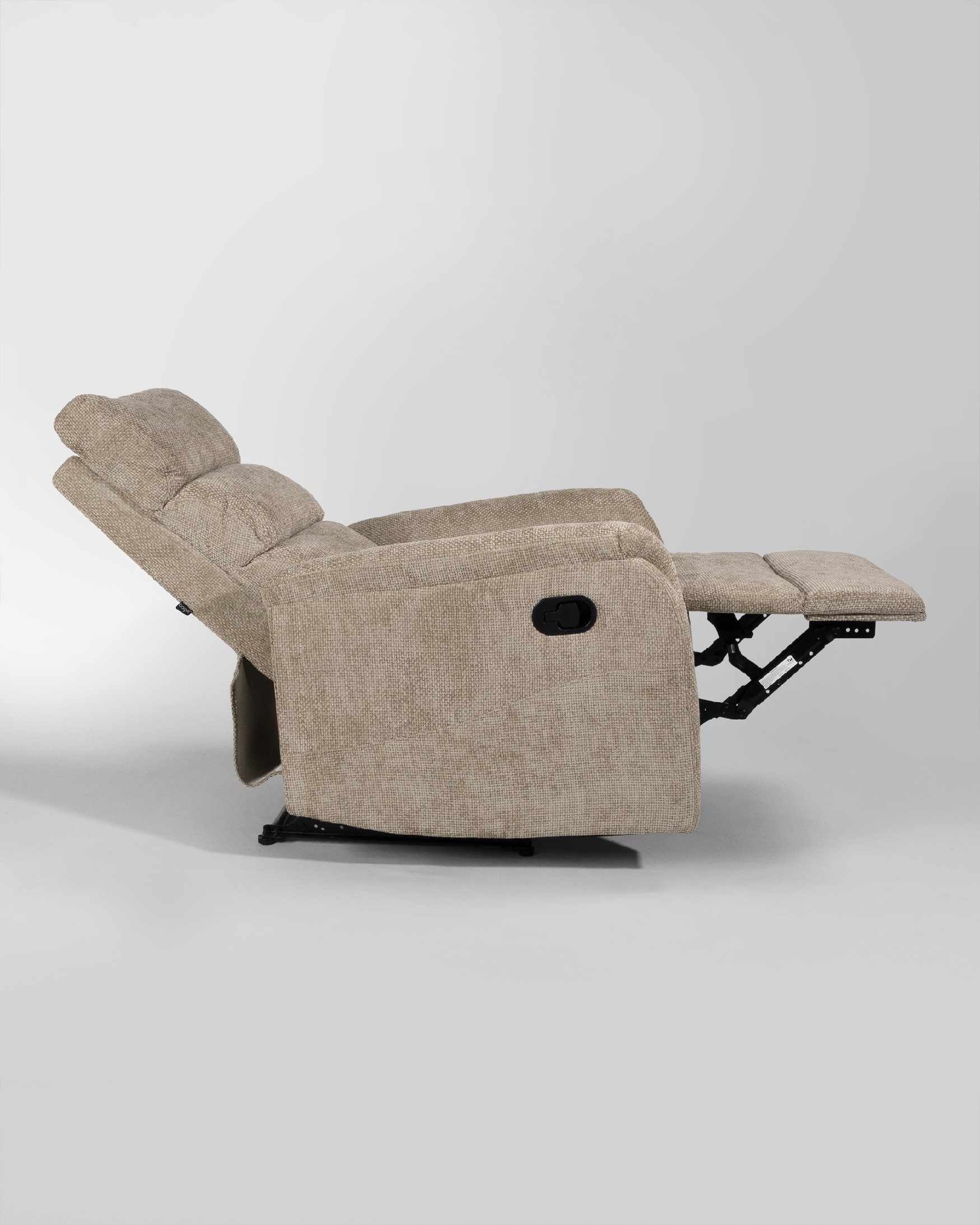 Gina manual recliner with beige upholstery