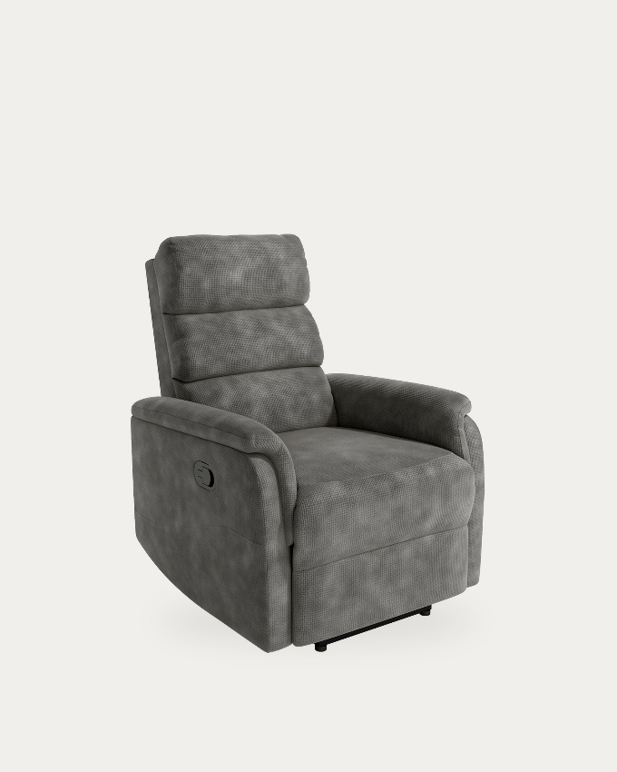 Manual reclining armchair Gina with gray upholstery
