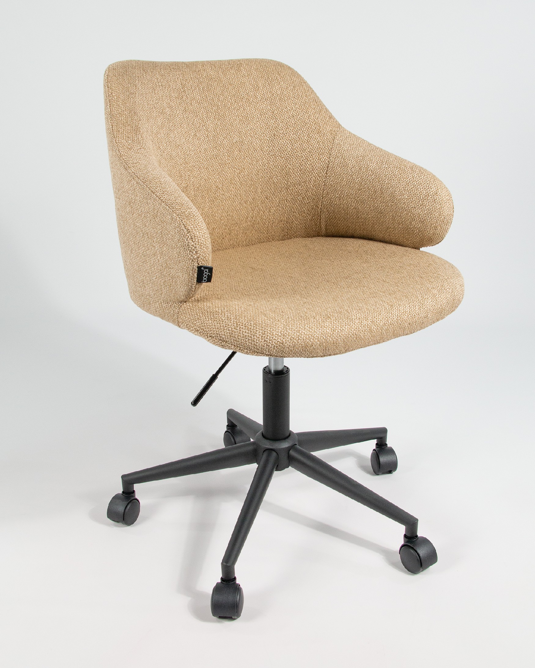 Silla Glasgow con tapizado mostaza y patas metálicas negras