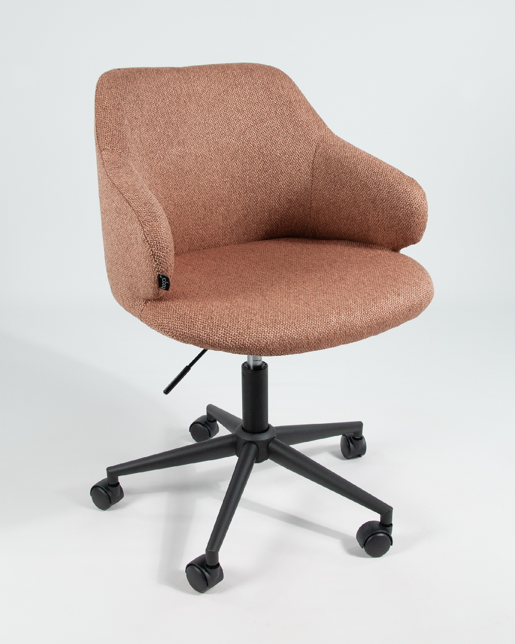 Glasgow chair with salmon upholstery and black metal legs