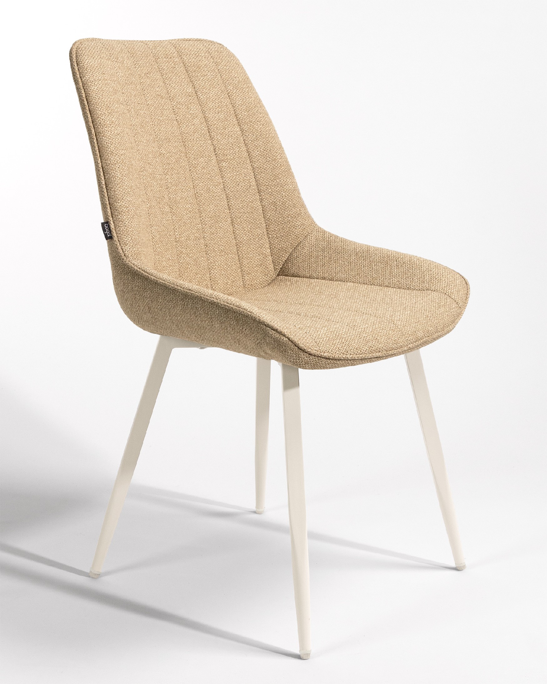 Helsinki chair with mustard upholstery and ivory metal legs