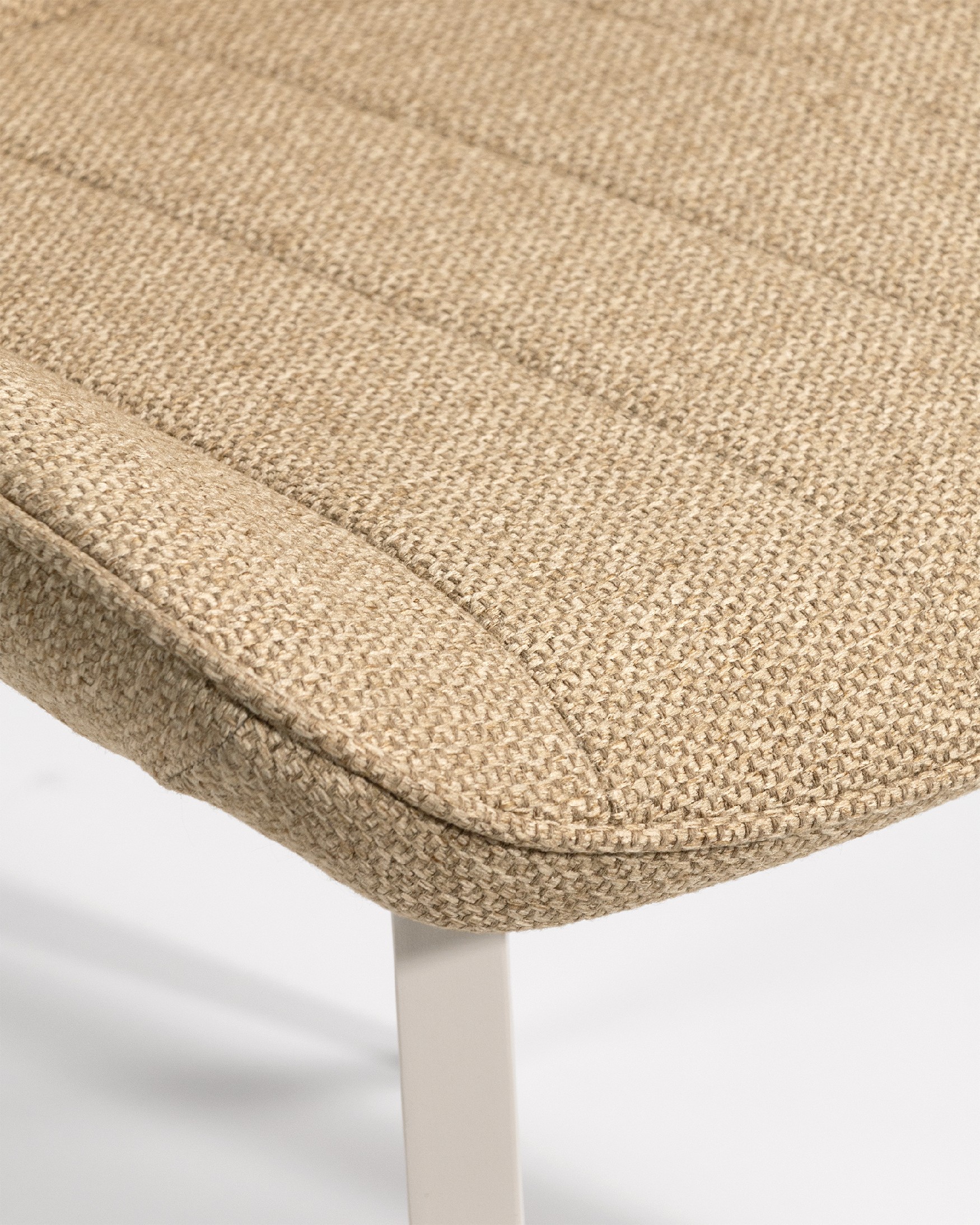 Helsinki chair with mustard upholstery and ivory metal legs