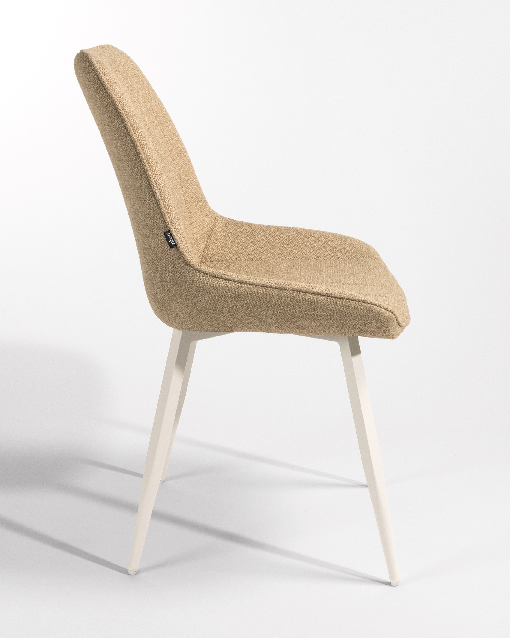 Helsinki chair with mustard upholstery and ivory metal legs