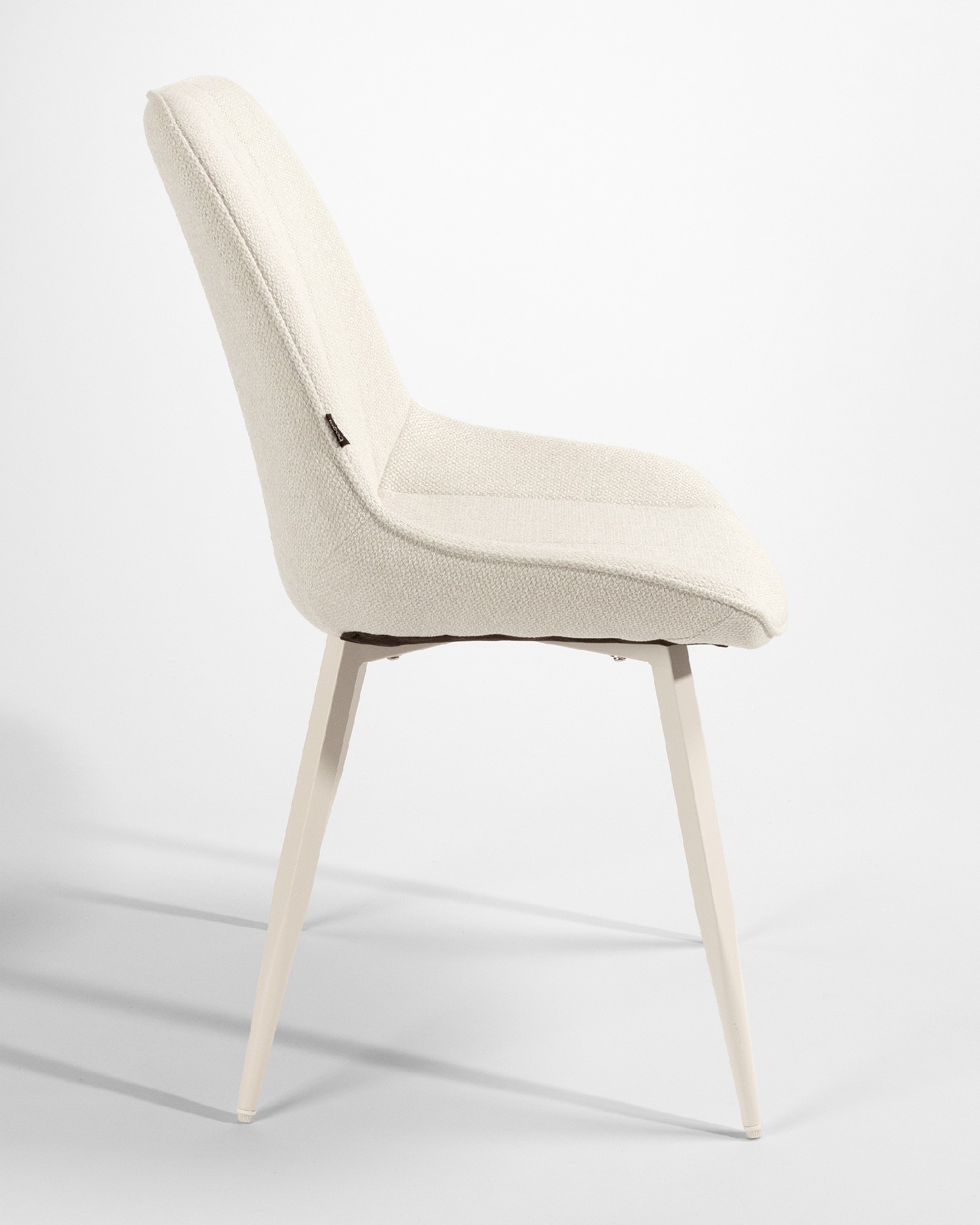 Helsinki chair with mother-of-pearl upholstery and ivory metal legs