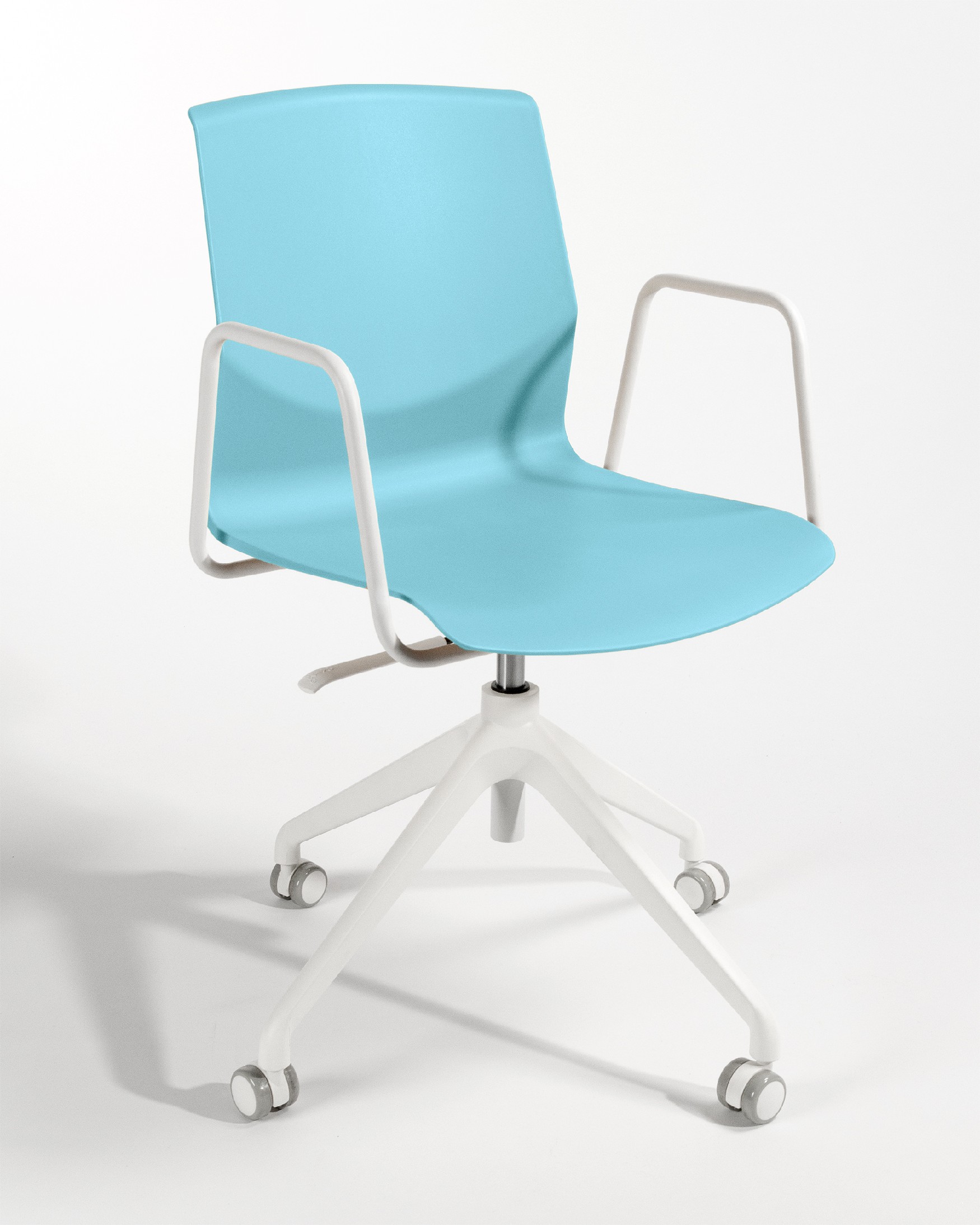 Houston office chair in blue polypropylene with white legs