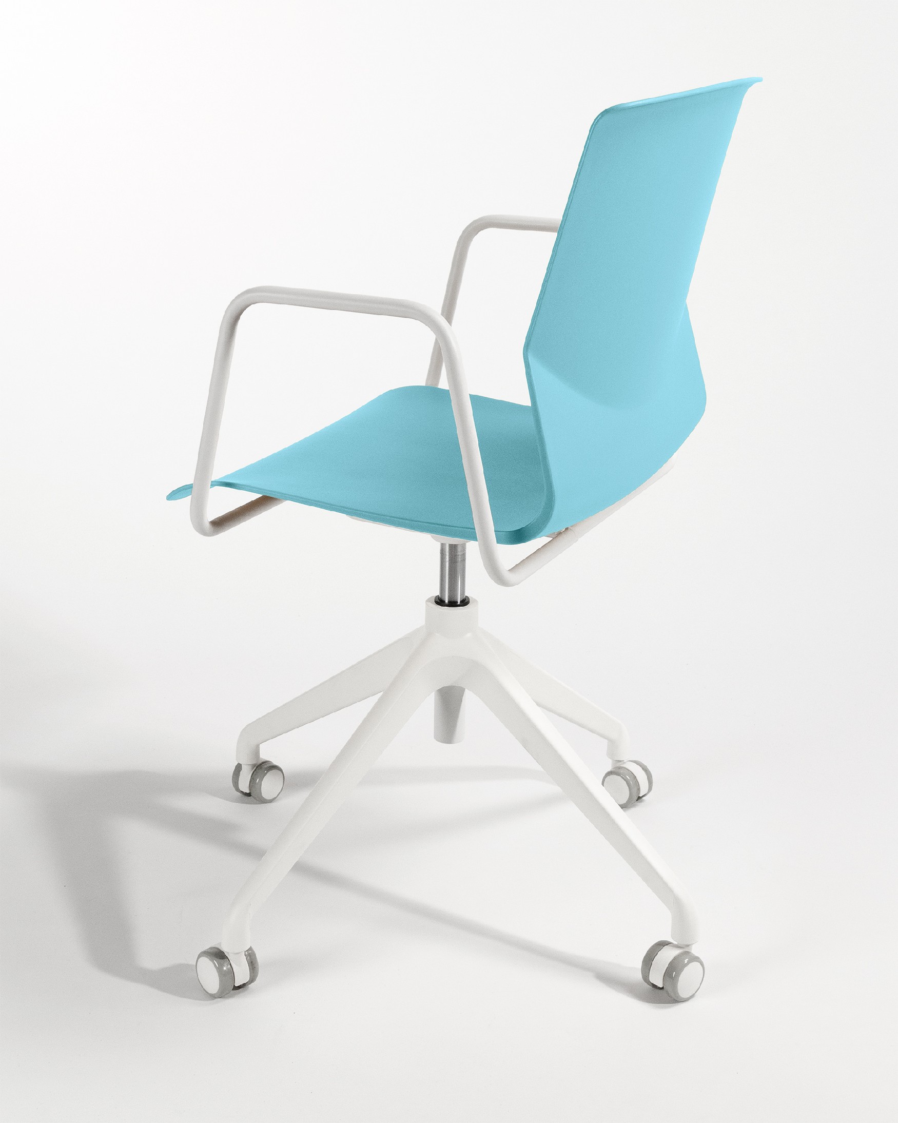 Houston office chair in blue polypropylene with white legs
