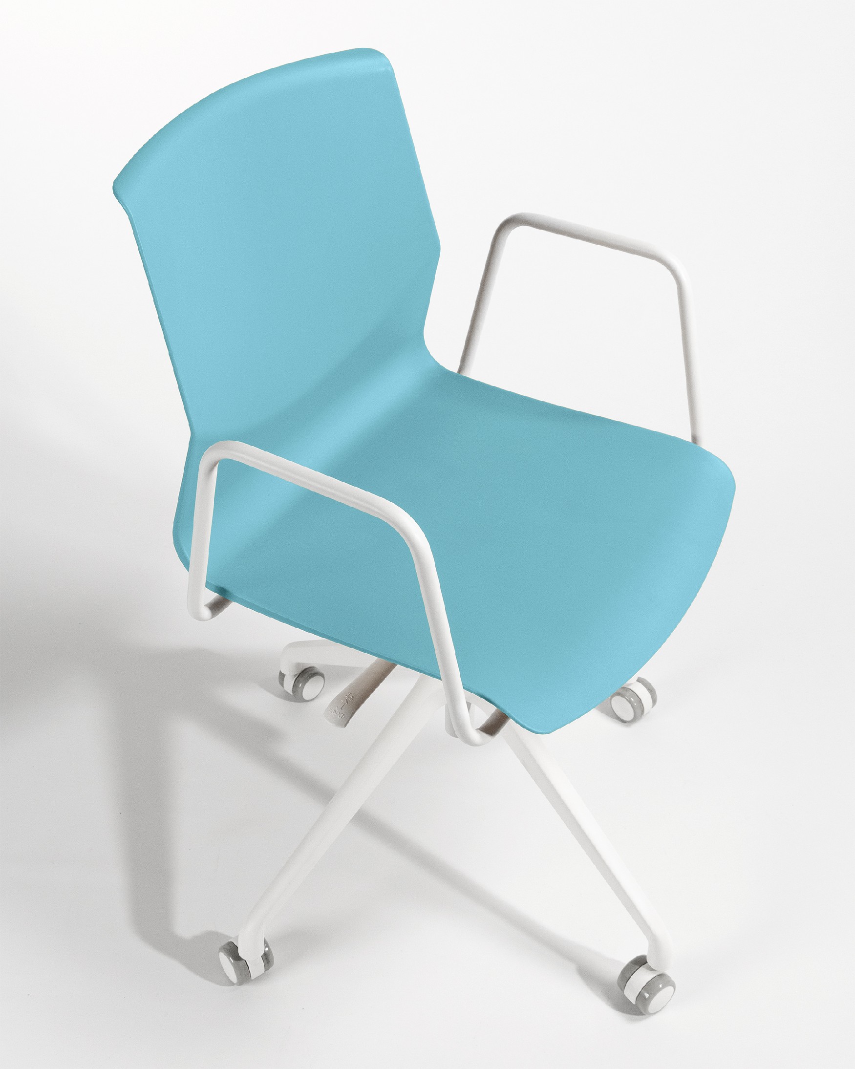 Houston office chair in blue polypropylene with white legs