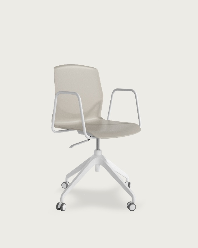 Silla de escritorio  Houston de polipropileno blanco y patas blancas