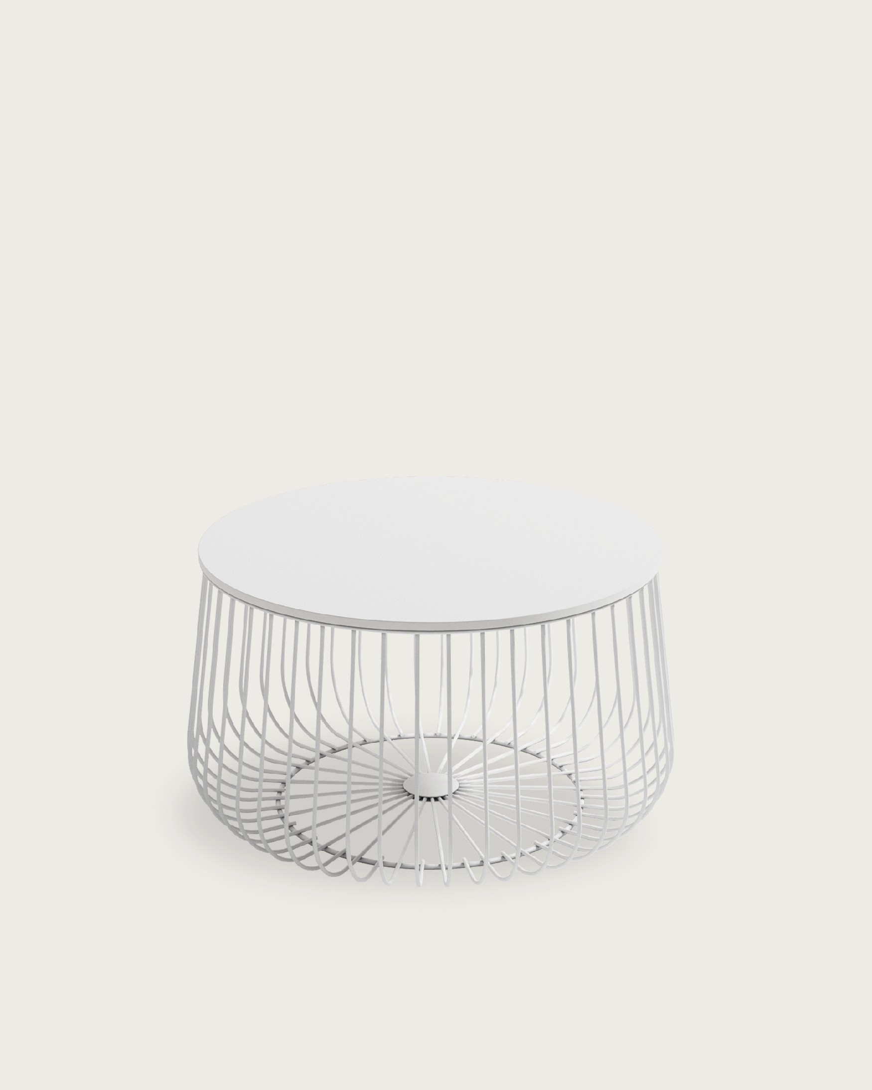 Indico side table with white wooden top and white metal structure Ø 60 cm