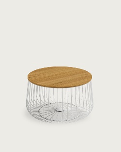 Natural oak tabletop – White metal frame