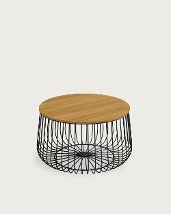 Natural oak tabletop – Black metal frame