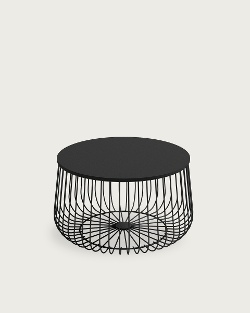 Black oak tabletop – Black metal frame