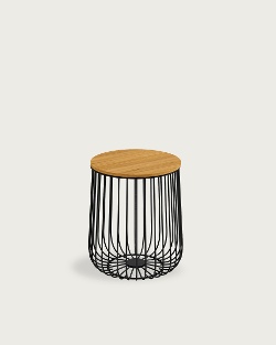 Natural oak tabletop – Black metal frame