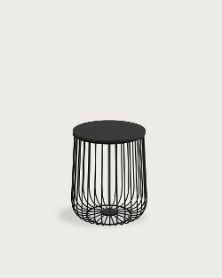Black oak tabletop – Black metal frame