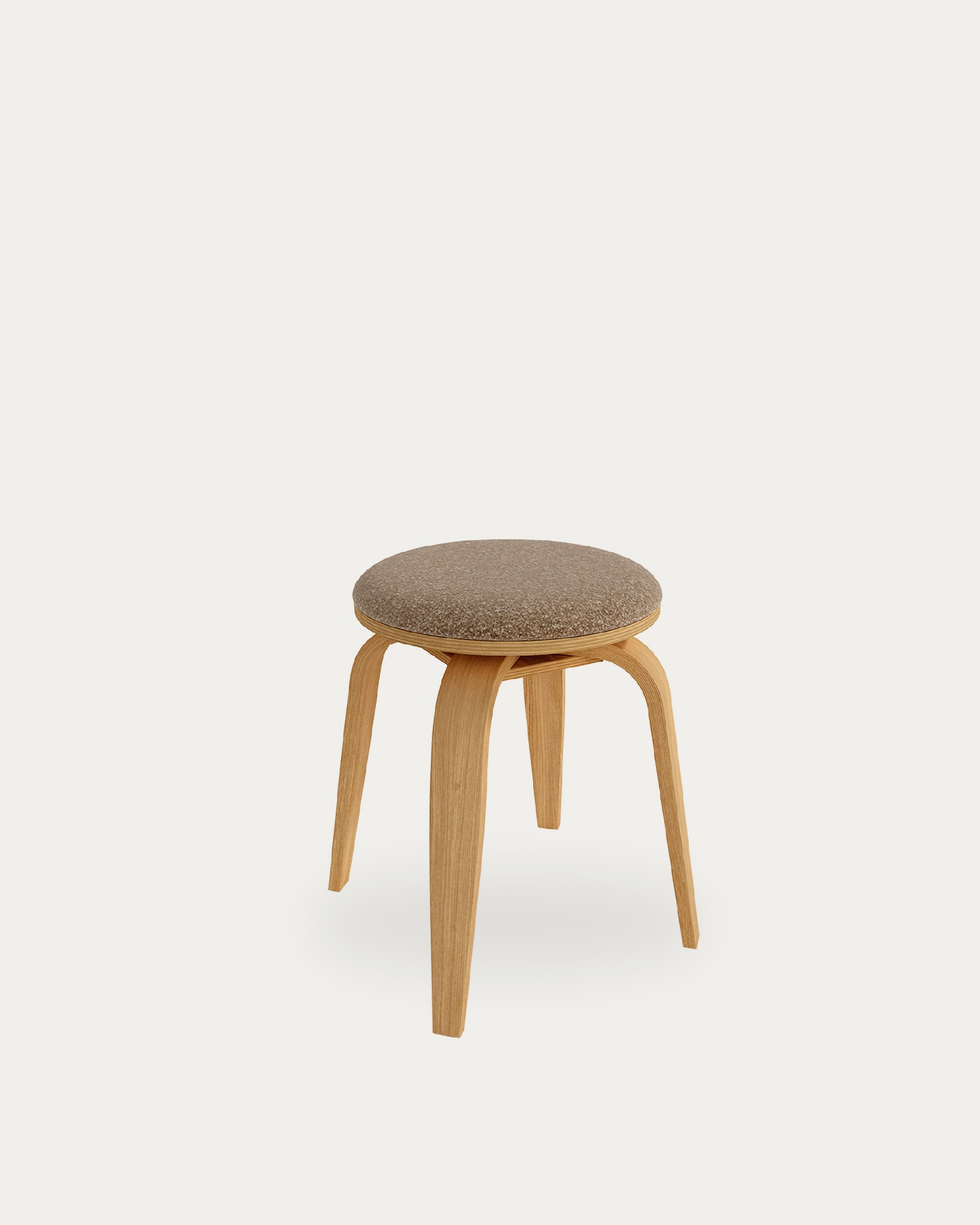 Low stool Jaco of wood swivel Jaco with brown upholstery