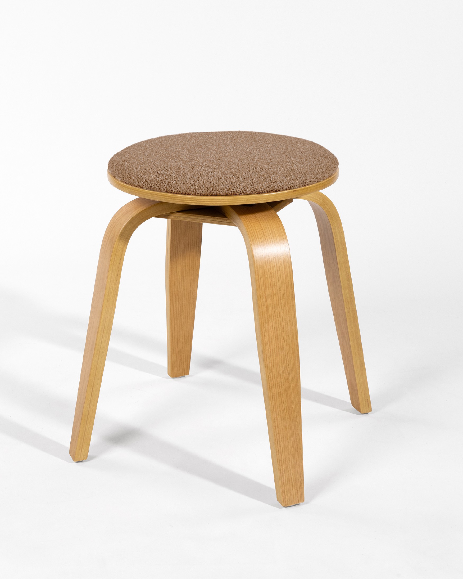 Low stool Jaco of wood swivel Jaco with brown upholstery