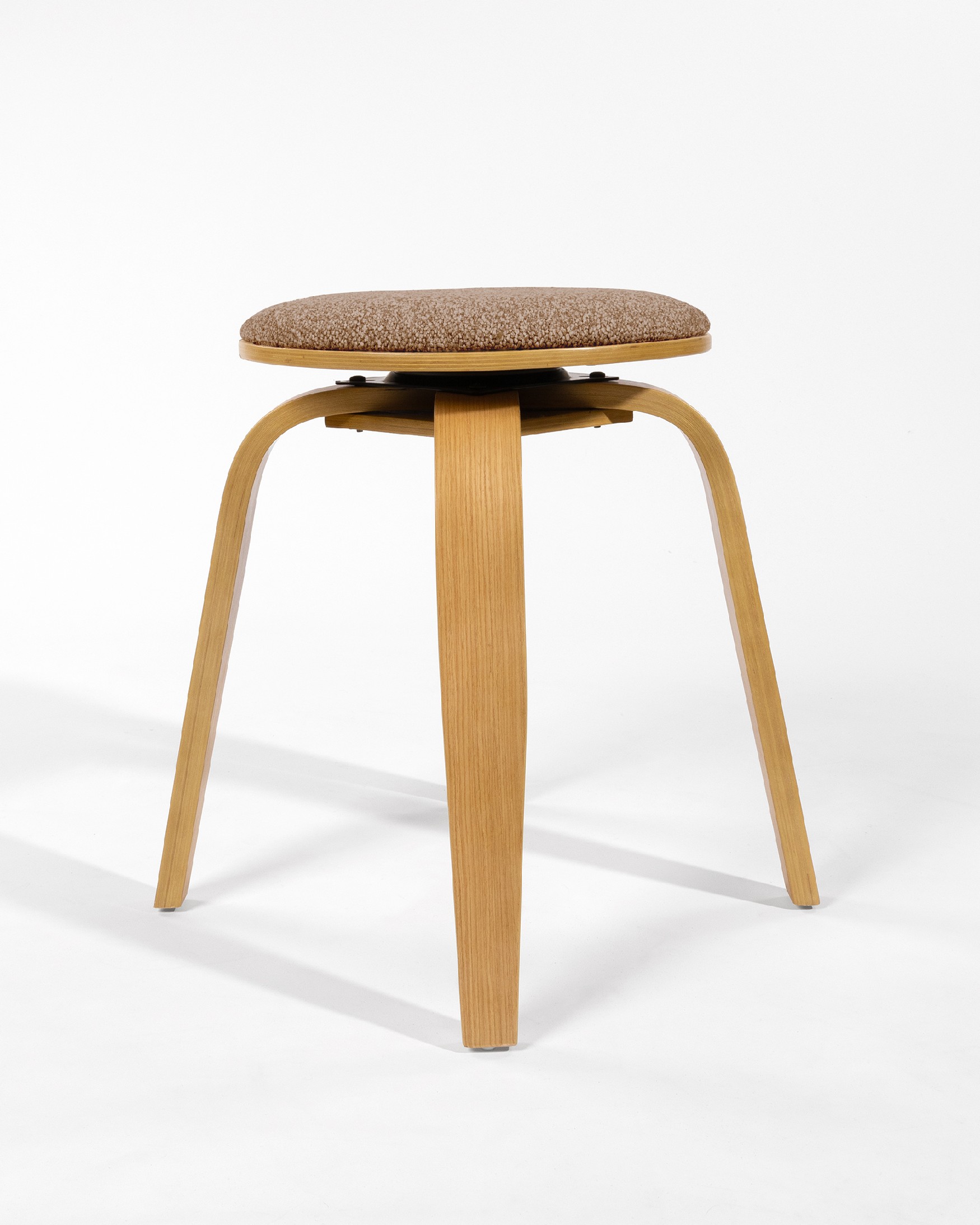 Low stool Jaco of wood swivel Jaco with brown upholstery
