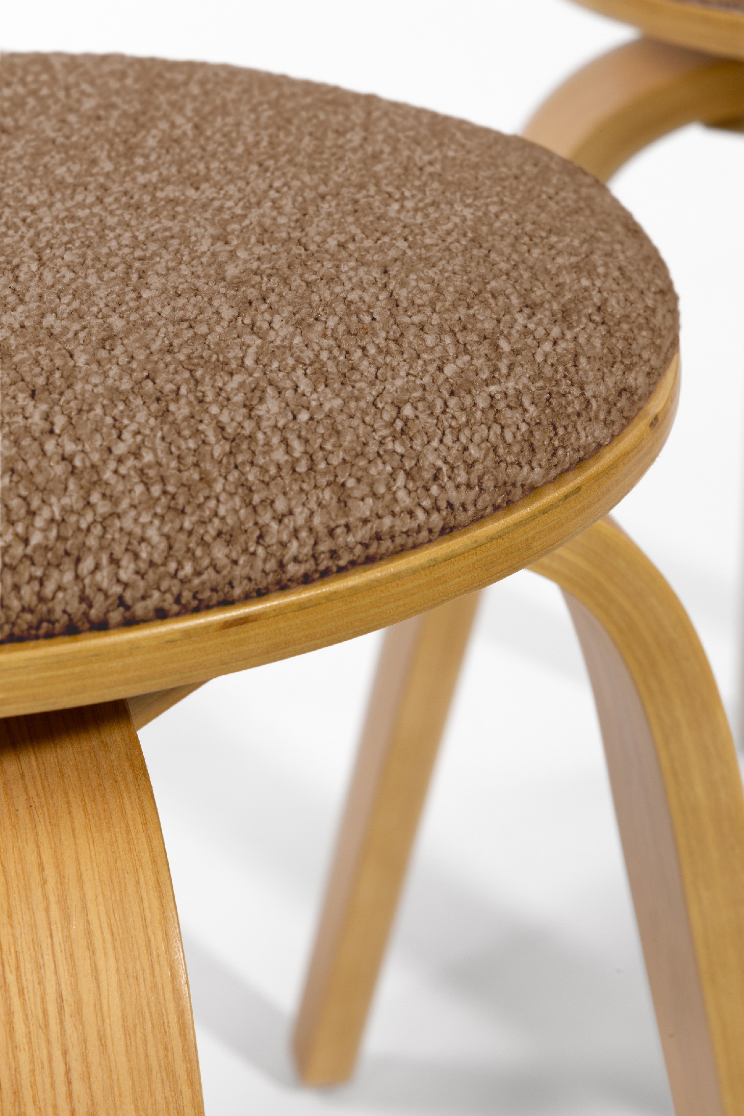 Low stool Jaco of wood swivel Jaco with brown upholstery