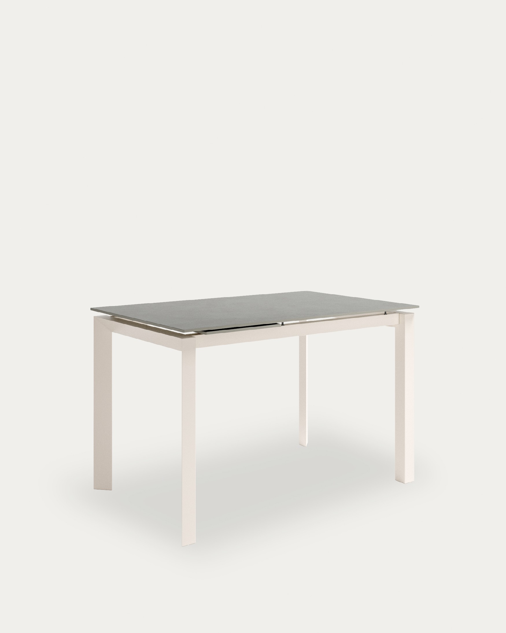 Mesa Júcar extensible con acabado porcelánico porland y estructura metálica marfil 140-190 x 90 cm