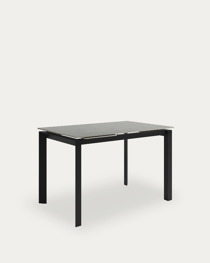 Mesa Júcar extensible con acabado porcelánico porland y estructura metálica negra 140-190 x 90 cm
