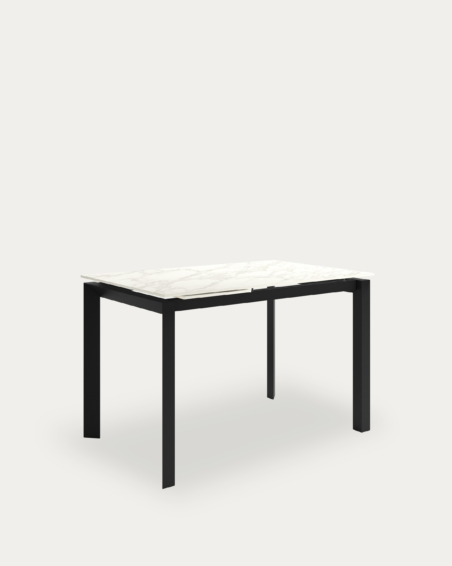Júcar extendable table with Carrara porcelain finish and black metal structure 140-190 x 90 cm