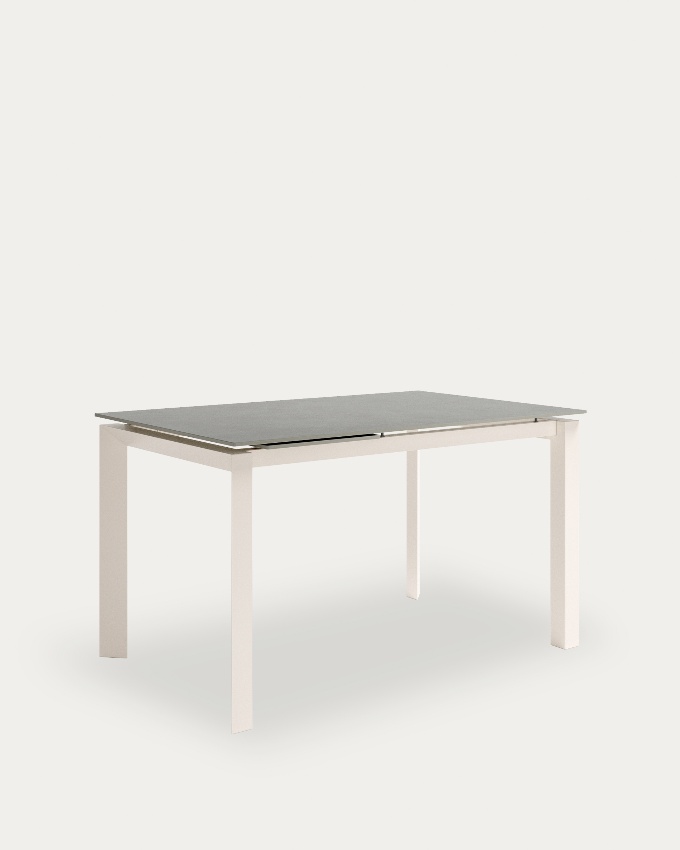Mesa Júcar extensible con acabado porcelánico porland y estructura metálica marfil 160-210 x 90 cm
