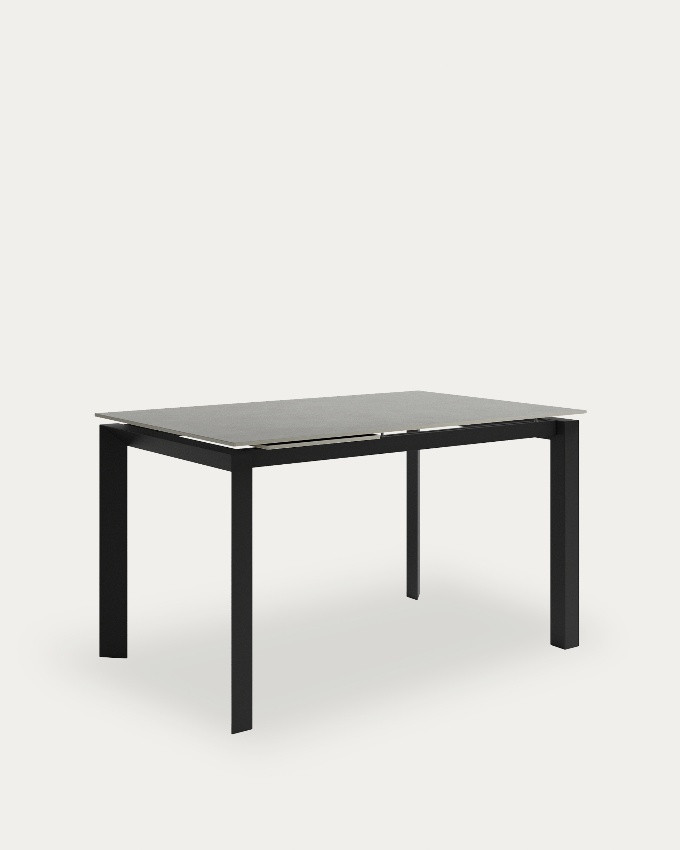 Table Júcar extensible avec finition porcelaine porland et structure métallique noire 160-210 x 90 cm
