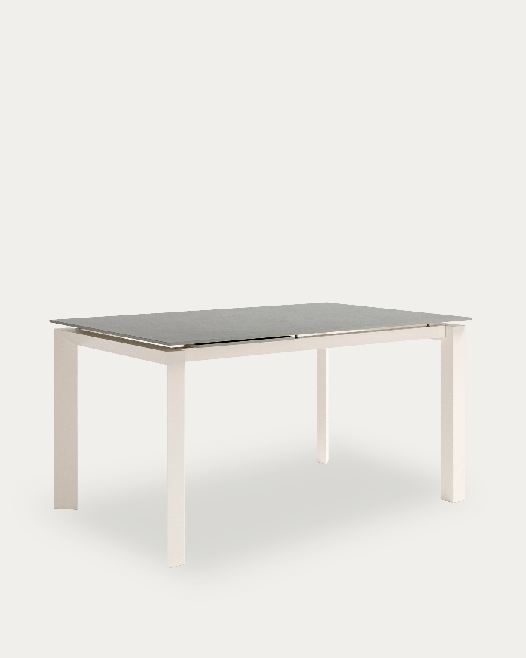 Júcar extendable table with Portland porcelain finish and ivory metal structure 180-230 x 90 cm