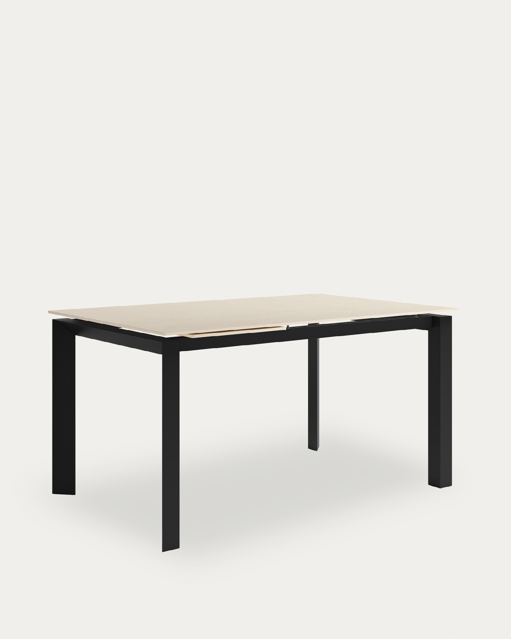 Júcar table extensible with porcelain finish sand and black metal structure 180-230 x 90 cm