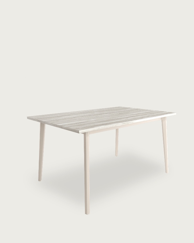 Kamba table with melamine artic top and ivory metal leg 140 x 90 cm