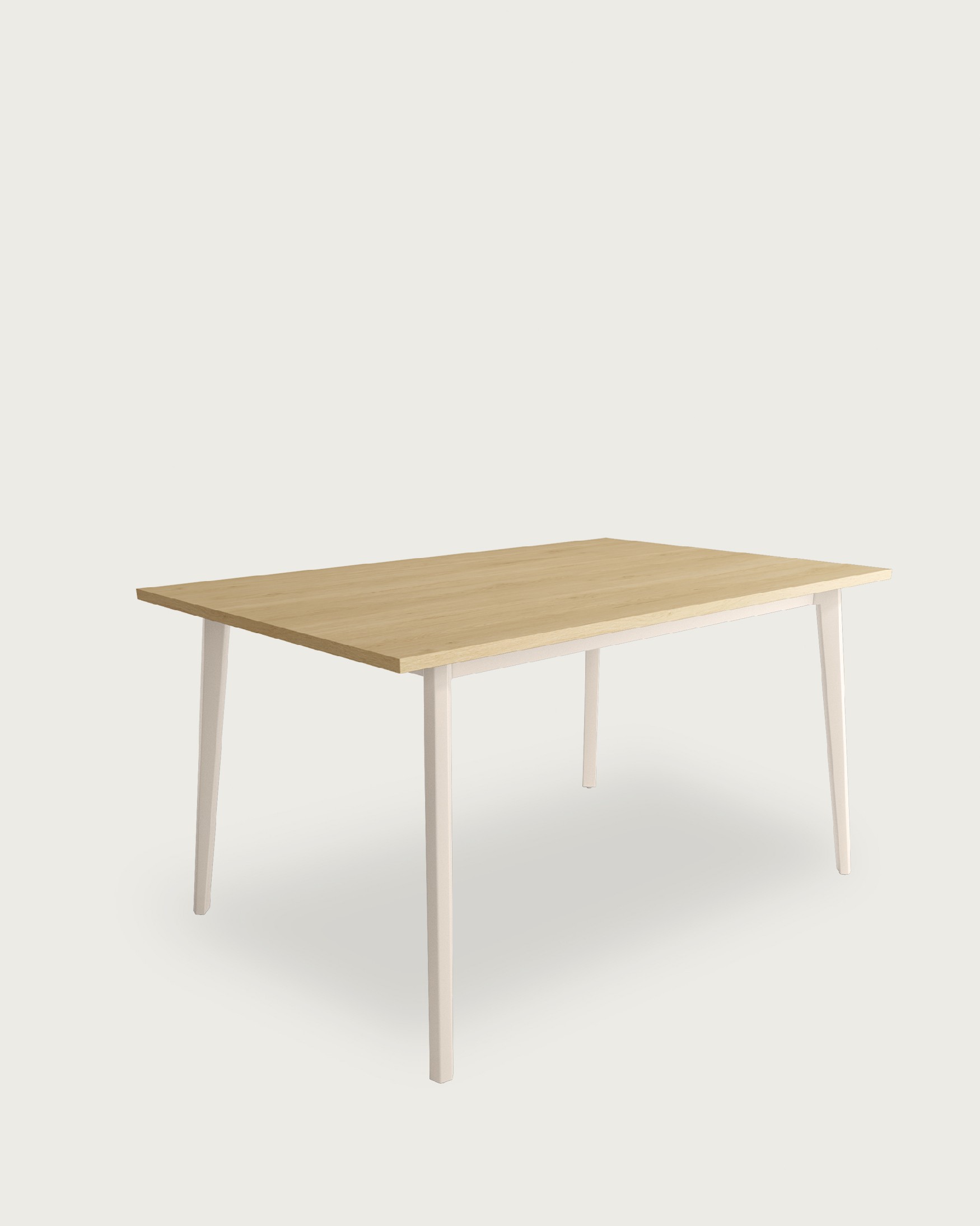 Kamba table with natural oak melamine top and ivory metal leg 180x90 cm