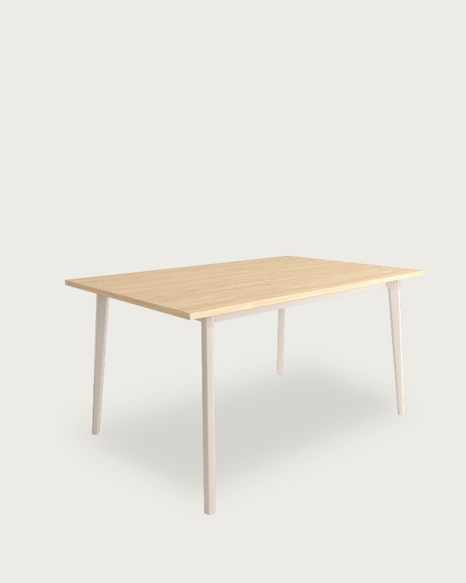 Kamba table with alpine melamine top and ivory metal leg 140 x 90 cm