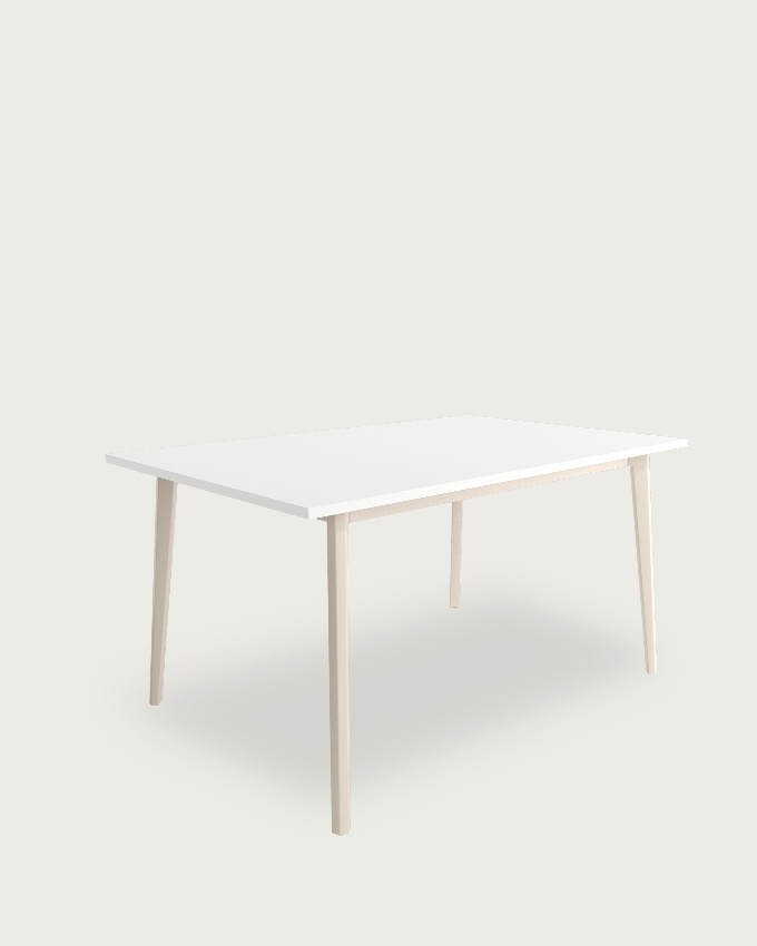 Kamba table with white soul melamine top and ivory metal leg 140 x 90 cm