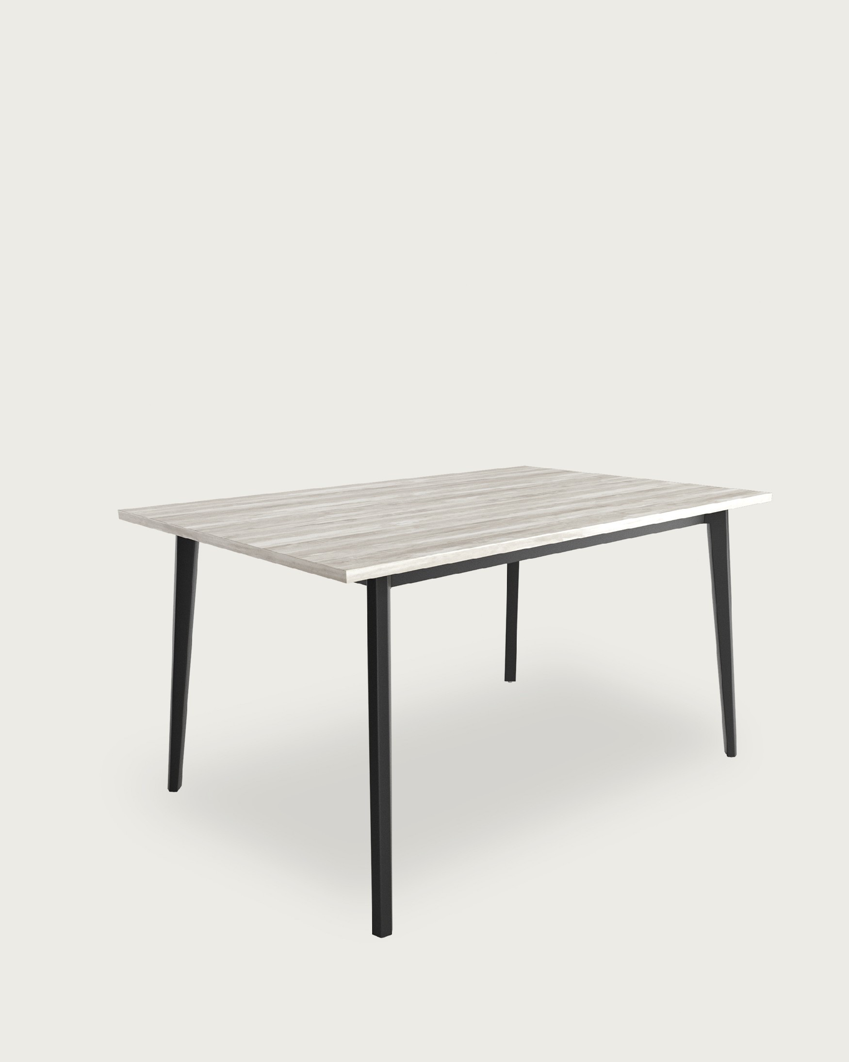 Table Kamba avec plateau en mélamine artic et pied en métal noir 140 x 90 cm